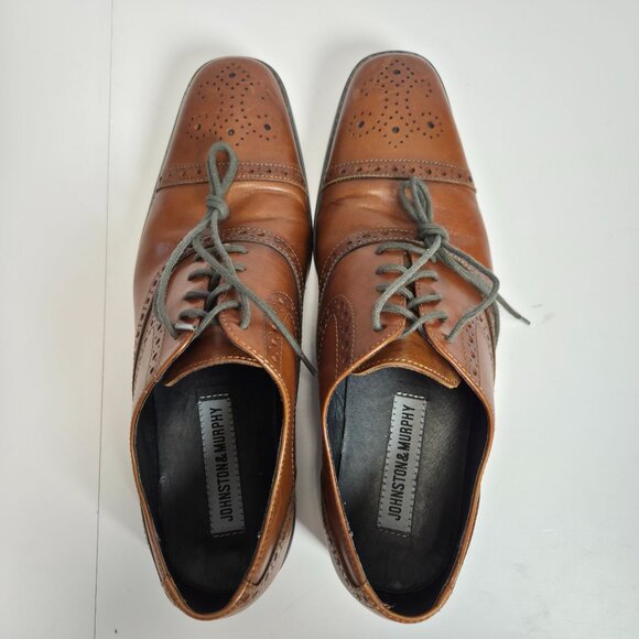 Johnston & Murphy Mens Brown Leather Oxford Dress Shoes Size 9M Cap Toe main image 9